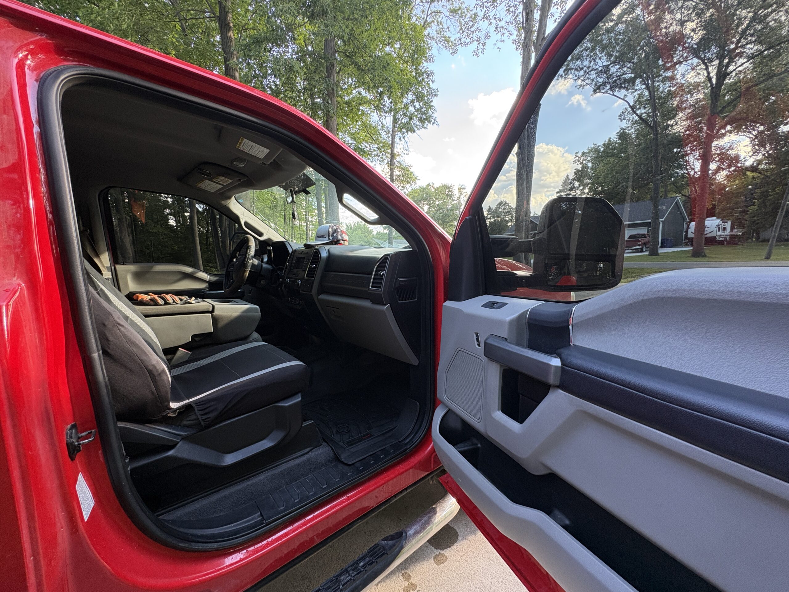 Interior leather stitching close-up